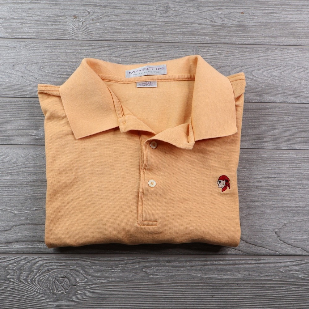 Martin Pima Cotton Polo Men's L Orange Gasparilla Inn & Club Pirate Logo